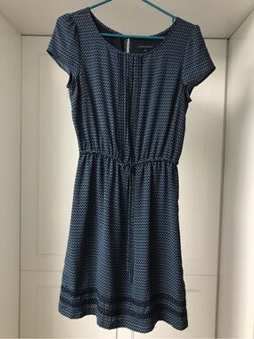 Tommy Hilfiger Navy Printed Cap Sleeve Midi Dress US M